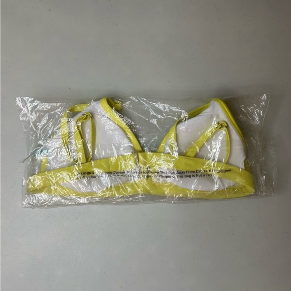 Kona Sol Yellow Gray Stripe Triangle Bikini Top Small NWT - Picture 3 of 3